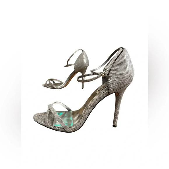 Silver sparkle strappy stiletto heels - Picture 4 of 4